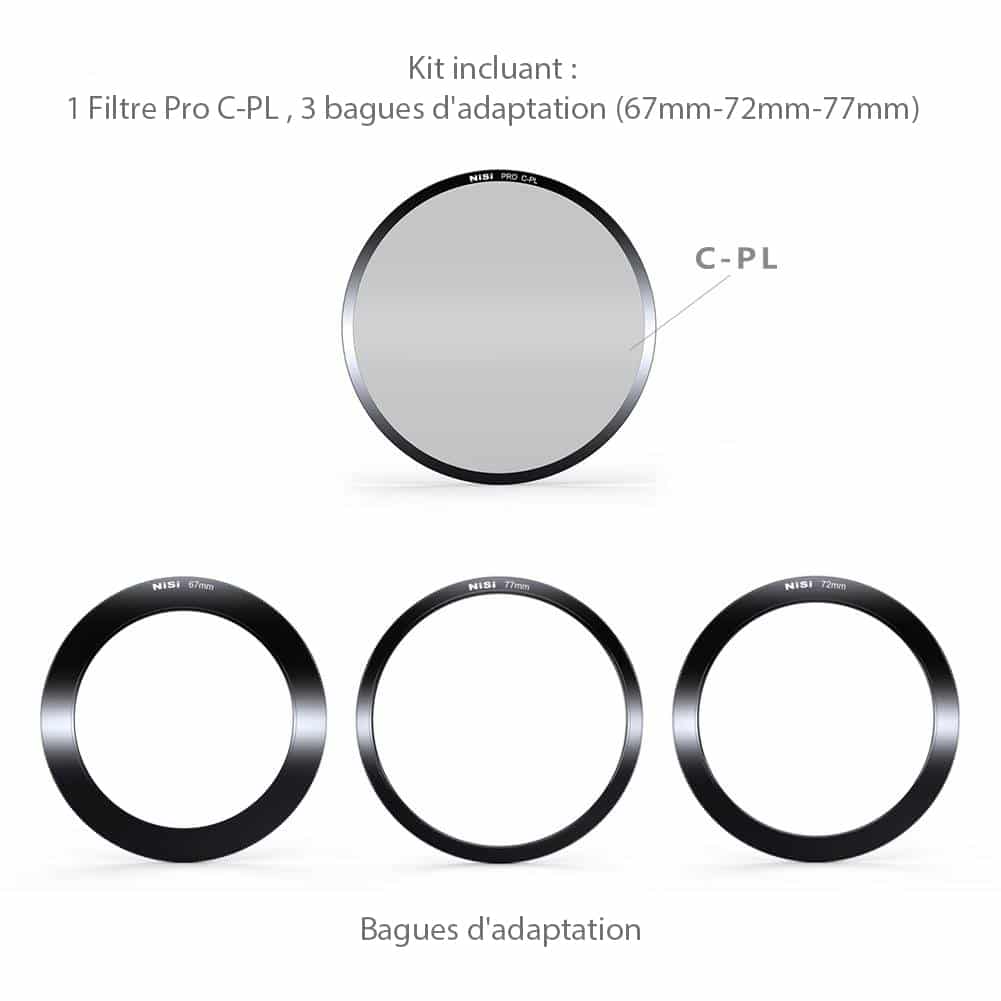 Kit Nisi bagues d'adaptation (67mm-72mm-77mm)